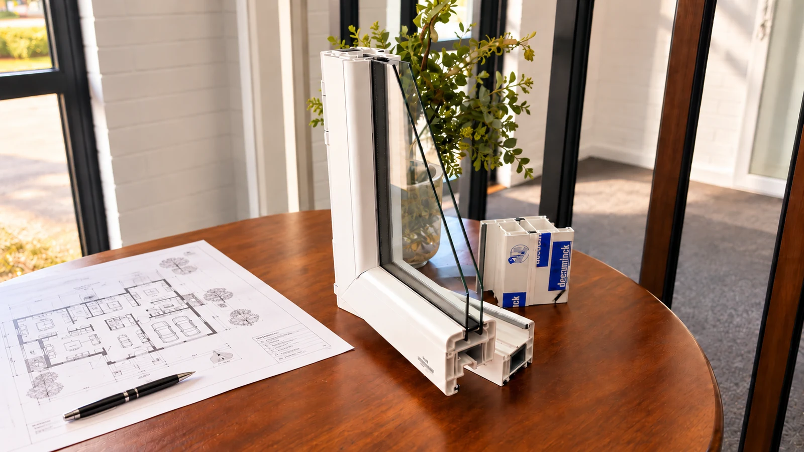 uPVC double-glazed profile and insulated glass sample
