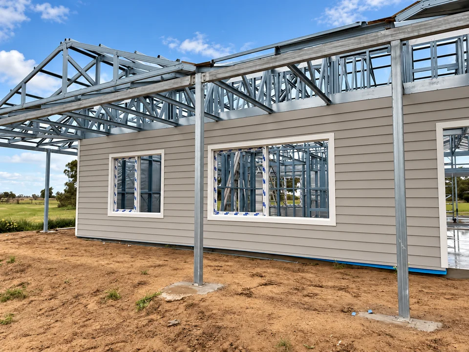 uPVC windows installed in a steel-framed new build during construction