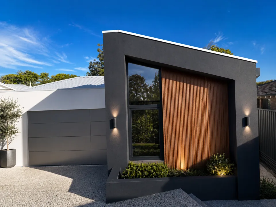 Modern dark-framed uPVC window in a contemporary Perth home