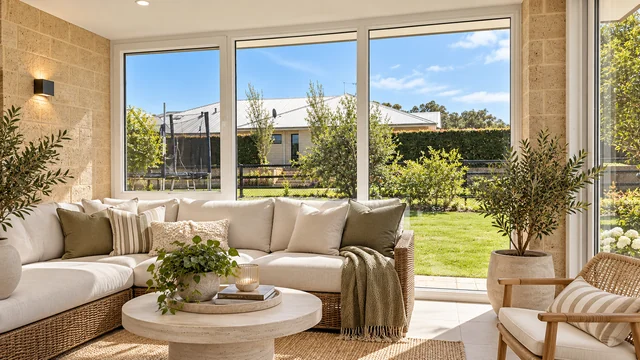 Bright luxury patio room with white uPVC Tilt and Turn windows